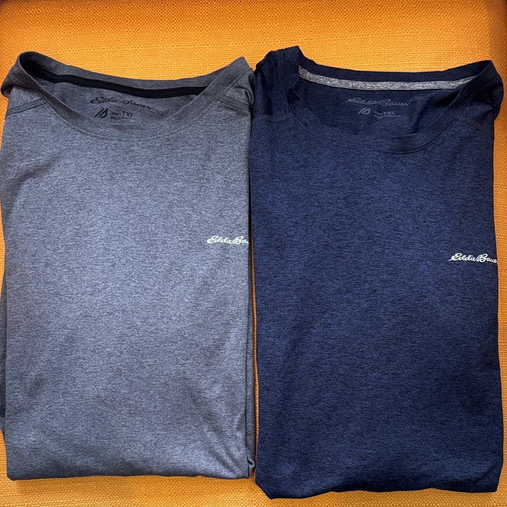 Eddie Bauer Men's FreeDry Short Sleeve Tees in Charcoal and Midnight Blue